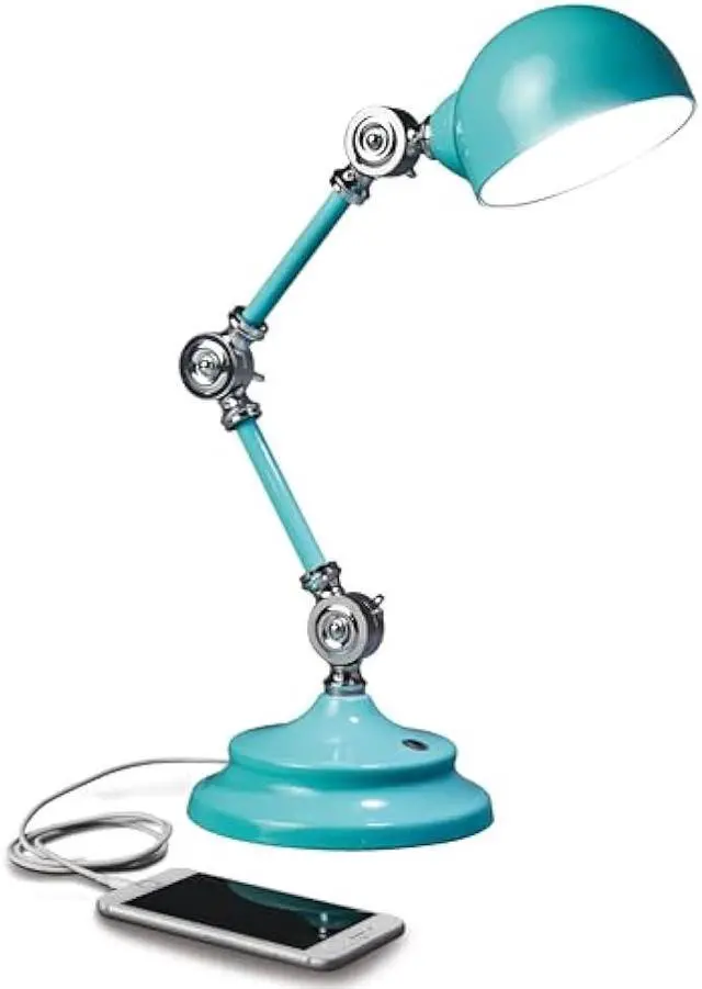 Main image of OttLite Revive LED Desk Lamp with ClearSun LED Technology, Turquoise  3 Brightness Settings, Touch Activated Controls, USB Charging Port & 3 Adjustable Knobs for Precise Lighting - Great for Reading