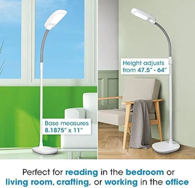 Alt view image 5 of 6 - OttLite LED Floor Lamp Adjustable Height with ClearSun LED Technology - Touch Controls & 3 Brightness Settings, Natural Lighting - Craft Daylight Floor Lamp for Living Room, Bedroom, Dorms & Reading