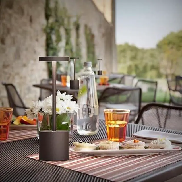 Alt view image 4 of 5 - 2Pack Cordless Table Lamp, Rechargeable LED Battery 5000mAh Metal USB Portable Powered Desk Lamp, 3 Levels Brightness Light for Restaurants Outdoor (2pack 10.25in ferrugino)