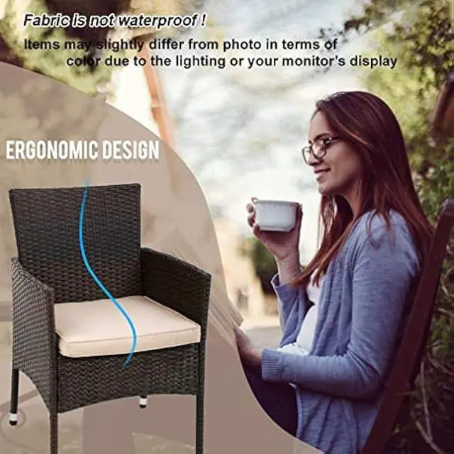 Alt view image 4 of 5 - FDW | 3-Piece Patio Furniture Set | Brown | Outdoor Wicker Furniture with Coffee Table | Modern Rattan Chairs Conversation Set | Outdoor Seating | Weather-Resistant | for Porch, Garden, Lawn