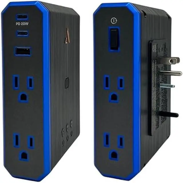Main image of Austere V Series, Wall Power 4 Outlet Surge Protector, 3000 Joules, EMI/RFI Filtering, 1 USB-C 20W Fast Charger, 1 USB-C 2.4 amps, 1 USB-A 2.4 amps, Overcurrent Protection, 5 Year Component Guarantee