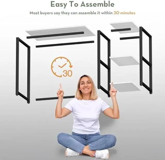 Alt view image 4 of 5 - SINPAID 40IN Computer Desk with Shelves, Cream White Sturdy Small Desk for Bedroom, Modern Gaming Table, Office Furniture