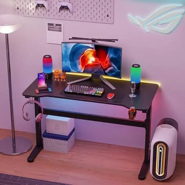 Alt view image 2 of 5 - FDW 47 Inch Computer Desk Gaming Desk Writing Desk Office Desk Student PC Desk Extra Large Modern Ergonomic Racing Style Table Workstation for Adult Teens,Black