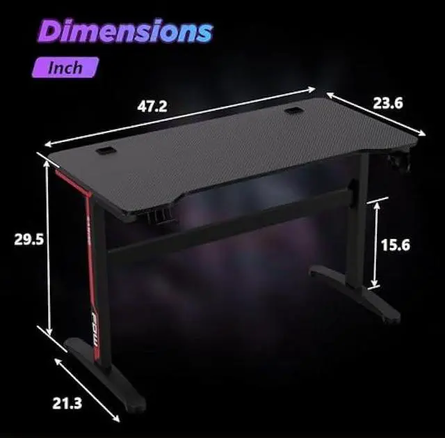 Alt view image 3 of 5 - FDW 47 Inch Computer Desk Gaming Desk Writing Desk Office Desk Student PC Desk Extra Large Modern Ergonomic Racing Style Table Workstation for Adult Teens,Black