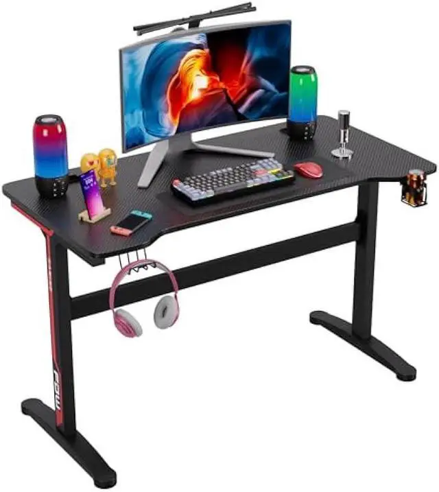 Main image of FDW 47 Inch Computer Desk Gaming Desk Writing Desk Office Desk Student PC Desk Extra Large Modern Ergonomic Racing Style Table Workstation for Adult Teens,Black