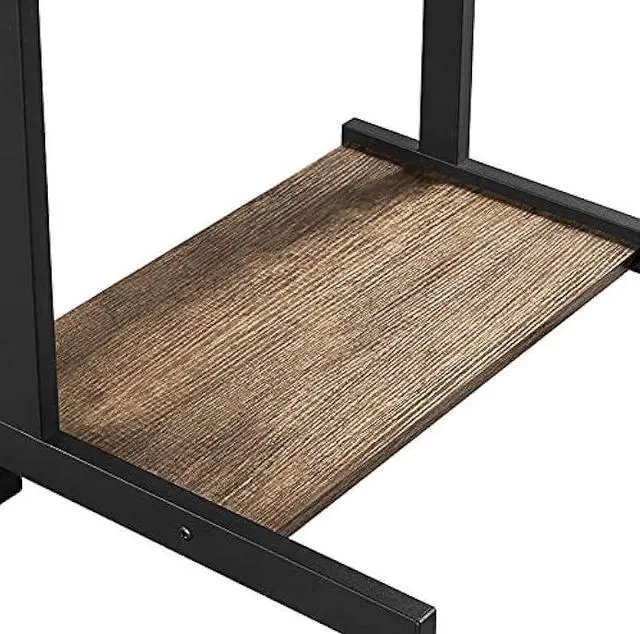 Alt view image 4 of 4 - Topeakmart Rolling Computer Desk for Small Spaces, Laptop Computer Desk with Wheels, Mobile Standing Desk Compact Student Bedside Table Taupe Wood