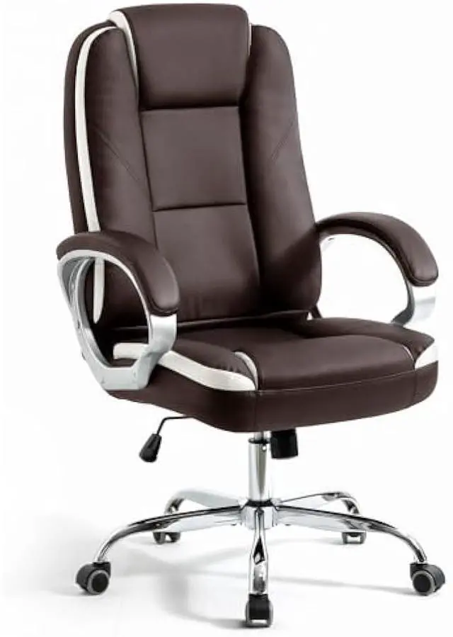 Alt view image 2 of 4 - NEO CHAIR Office Desk Ergonomic Gaming Chair High Back Adjustable Computer Chair with Wheels and Lumbar Support Comfy Leather Executive Swivel (Brown)