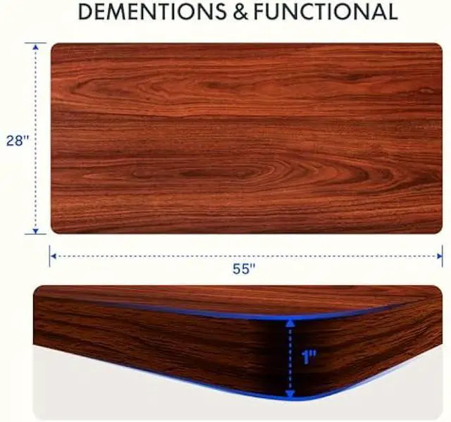 Alt view image 3 of 5 - FLEXISPOT EN2 Whole-Piece Standing Desk with Clamp Power Strip, 55 x 28 Electric Stand Up Height Adjustable Desk with Cable Management (Gray Frame + 55 Mahogany Top, 2 Packages)
