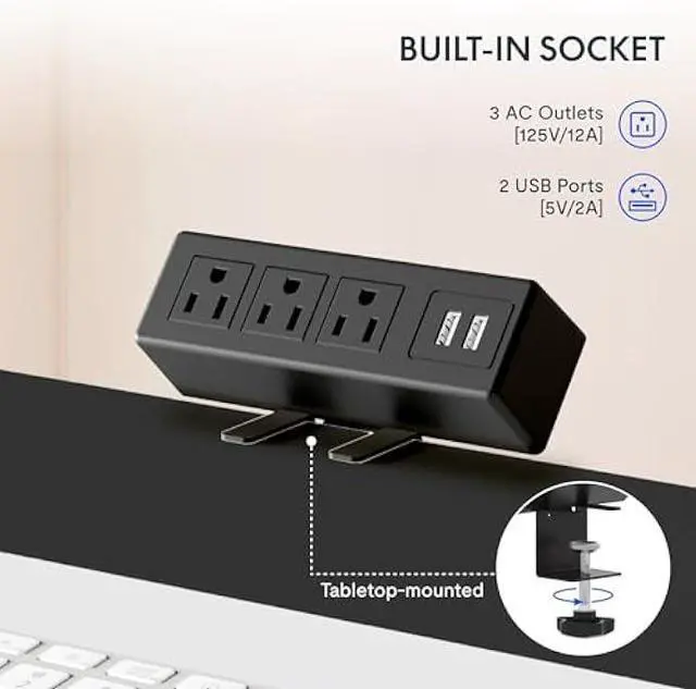 Alt view image 4 of 5 - FLEXISPOT EN2 Whole-Piece Standing Desk with Clamp Power Strip, 55 x 28 Electric Stand Up Height Adjustable Desk with Cable Management (Gray Frame + 55 Mahogany Top, 2 Packages)