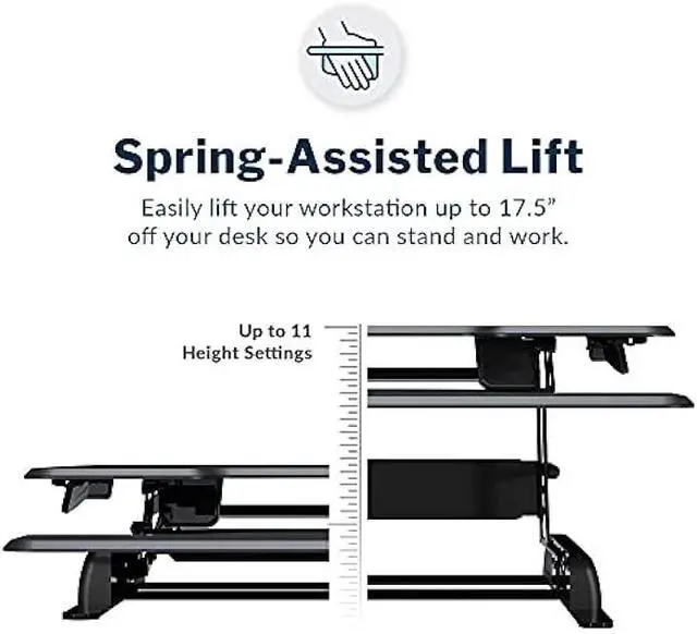 Alt view image 3 of 6 - Vari - VariDesk Essential 36 - Two-Tier Standing Desk Converter for Monitor & Accessories - Height Adjustable Sit Stand Desk - Fully Assembled Monitor Riser for Home Office - 36 Wide, Black