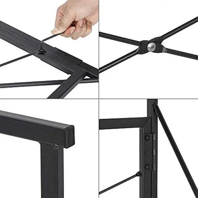 Alt view image 6 of 6 - SUPER DEAL 40 inch Folding Computer Writing Desk Wood and Metal Study Desk, PC Laptop Home Office Study Table, Espresso