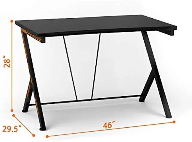 Alt view image 3 of 6 - Tangkula 46 Gaming Desk PC Computer Desk, Home Office Study Writing Table for Small Space, Black Gamer Workstation