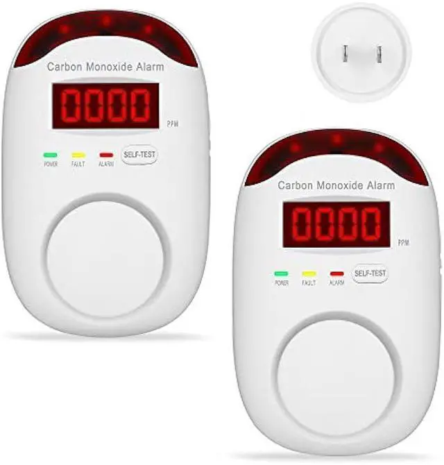 Alt view image 2 of 6 - Plug-in Carbon Monoxide Detectors,Koabbit CO Level Monitoring Alarm with Light & Digital Display for Home/Kitchen/Bedroom,Accurate & Easy to Install(2 Pack)