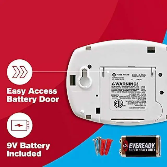 Alt view image 4 of 5 - First Alert CO400 Carbon Monoxide (CO) Detector, Battery Operated Alarm, 1-Pack