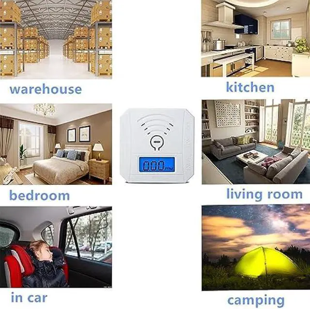 Alt view image 6 of 6 - COOKSS Carbon Monoxide Detector 2 Pack,CO Gas Monitor Alarm with LCD Digital Display and Sound WarningBattery Powered High Accuracy CO Alarm for Home,Office,Warehouse