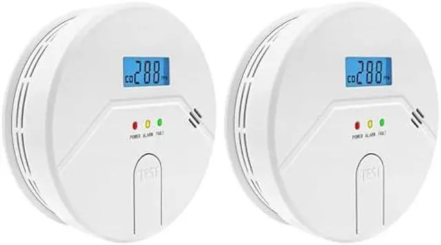 Main image of 2Packs, Smoke and Carbon Monoxide Detector, LCD Digital Display, 2 in 1 Technology, Easy to Use, 85db Alarm, for Home and Kitchen