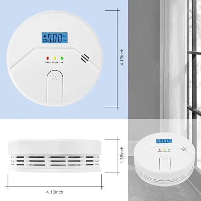Alt view image 3 of 6 - 2Packs, Smoke and Carbon Monoxide Detector, LCD Digital Display, 2 in 1 Technology, Easy to Use, 85db Alarm, for Home and Kitchen