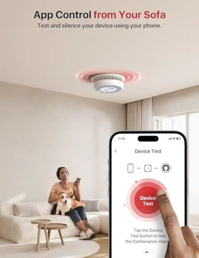 Alt view image 5 of 5 - X-Sense Smart Smoke Detector Carbon Monoxide Detector Combo, Battery-Operated (Not AC Hardwired) Interconnected Combination Smoke Carbon Monoxide Detector, 5 Detectors with 1 Base Station, SC07-MR51