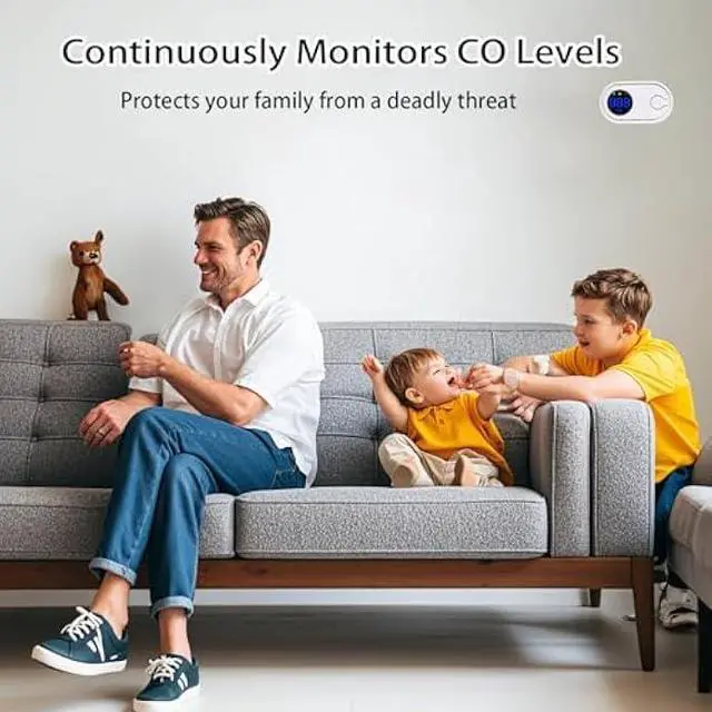 Alt view image 4 of 6 - 2Pack Carbon Monoxide Detector, CO Gas Monitor Alarm with Digital Display, Sound & Light Warning (White)