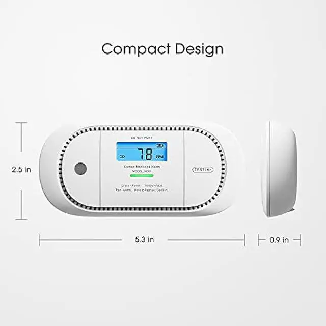 Alt view image 2 of 5 - X-Sense Carbon Monoxide Detector Alarm with Digital LCD Display, Replaceable Battery CO Alarm Detector with Peak Value Memory, XC01-R