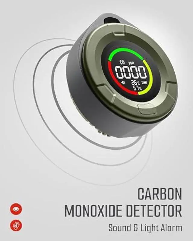 Alt view image 5 of 6 - DS-100 Portable Carbon Monoxide Detector for Travel, 140H Standby, CO Detector with Magnetic Back, 3-in-1 CO Monitor with Audible & Visual Alarm for Camping, Hotel, Car & RV