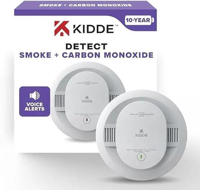 Main image of Kidde Smoke & Carbon Monoxide Detector, 10-Year Battery Powered, Voice Alerts, LED Warning Light Indicators