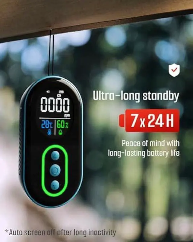 Alt view image 3 of 7 - DS-399 Carbon Monoxide Detector, 168HR Standby, Rechargeable 3-in-1 Portable CO Detector with Audible & Visual Alerts for Travel & Camping, CO Meter for Home, Car & Tent - Dark Blue