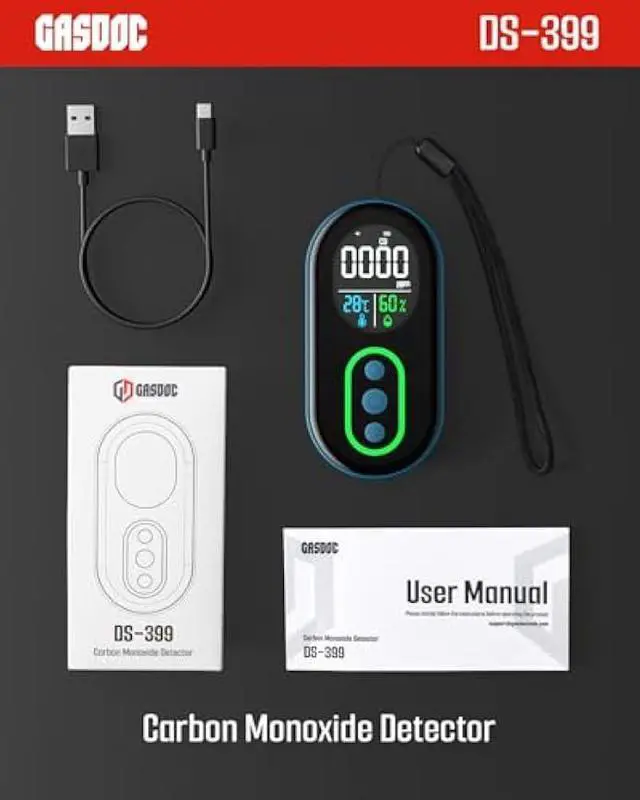 Alt view image 7 of 7 - DS-399 Carbon Monoxide Detector, 168HR Standby, Rechargeable 3-in-1 Portable CO Detector with Audible & Visual Alerts for Travel & Camping, CO Meter for Home, Car & Tent - Dark Blue