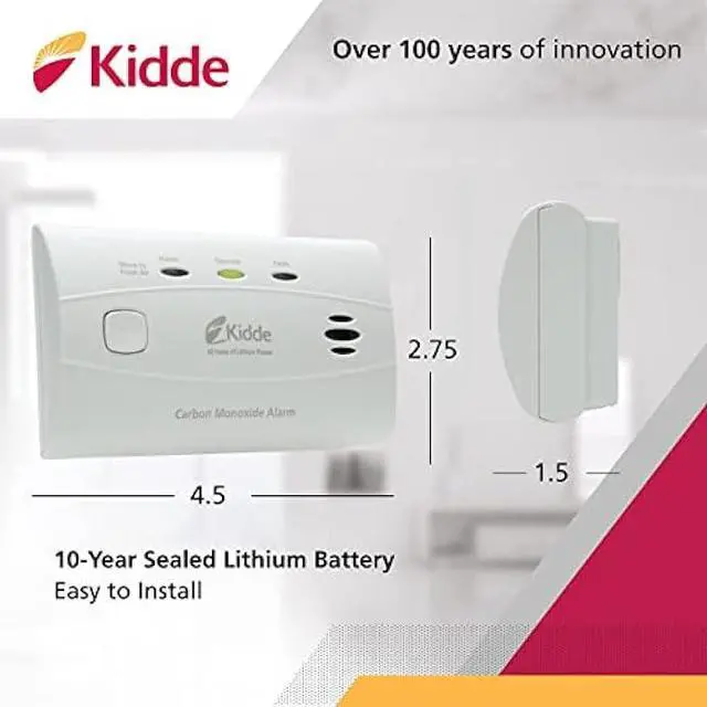 Alt view image 2 of 5 - Kidde Carbon Monoxide Detector with 10-Year Battery, 3 LEDs, Replacement Indicator, Test-Reset Button