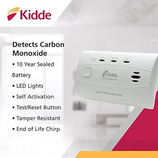 Alt view image 3 of 5 - Kidde Carbon Monoxide Detector with 10-Year Battery, 3 LEDs, Replacement Indicator, Test-Reset Button