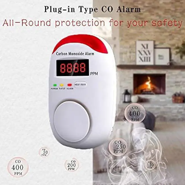 Alt view image 3 of 6 - Carbon Monoxide Detectors Portable Carbon Monoxide Detector for Travel Plug in Wall with LED Digital Display Voice Light Plug and Play