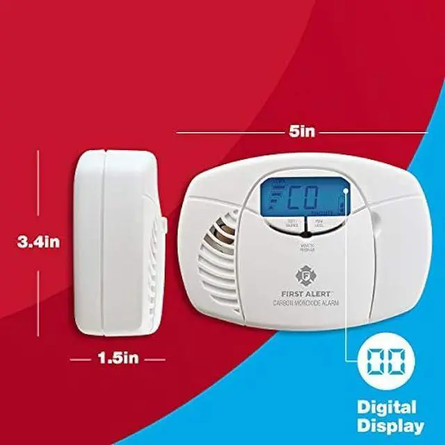 Alt view image 2 of 6 - First Alert Carbon Monoxide Detector Alarm|No Outlet Required with Digital Display and Peak Memory, Battery Operated, CO410 , White