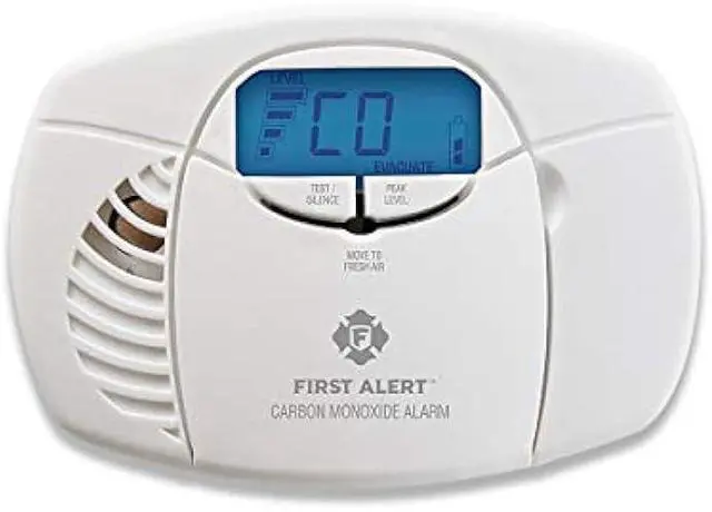 Main image of First Alert Carbon Monoxide Detector Alarm|No Outlet Required with Digital Display and Peak Memory, Battery Operated, CO410 , White