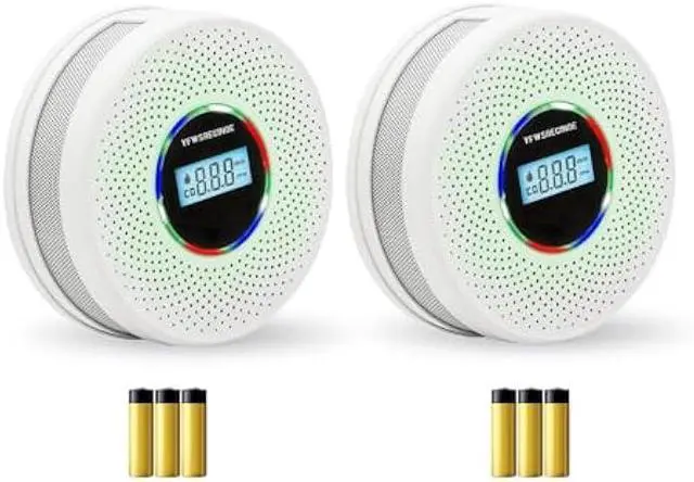 Main image of 2 Pack Upgraded Combination Smoke and Carbon Monoxide Alarm Detector, Dual Sensor Smoke Alarm&Carbon Monoxide Detector (Includes Battery)