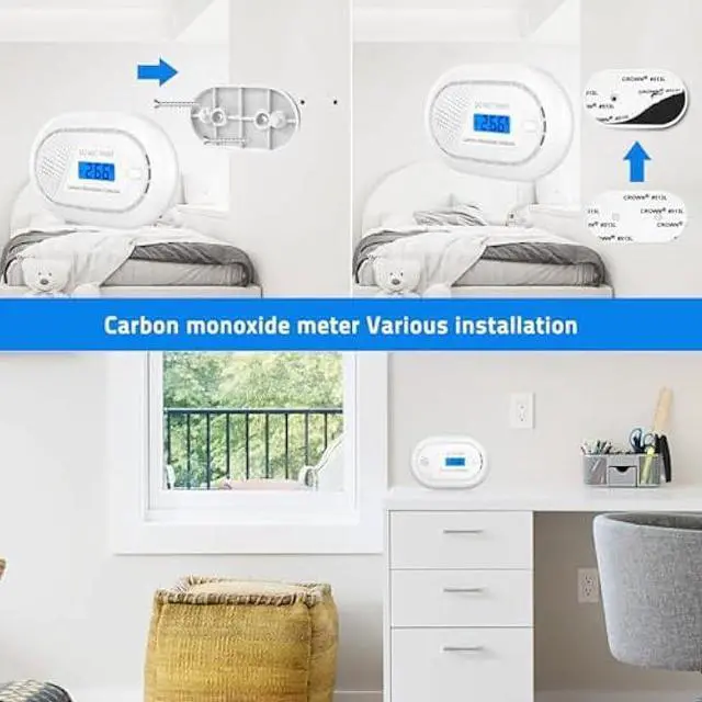 Alt view image 6 of 6 - Carbon Monoxide Detectors with 10-Year Battery, Digital LCD Display, LED Flashing Signal Lights Portable CO Monitor Alarm for Travel, RV, Home, and Depot (1 Pack)