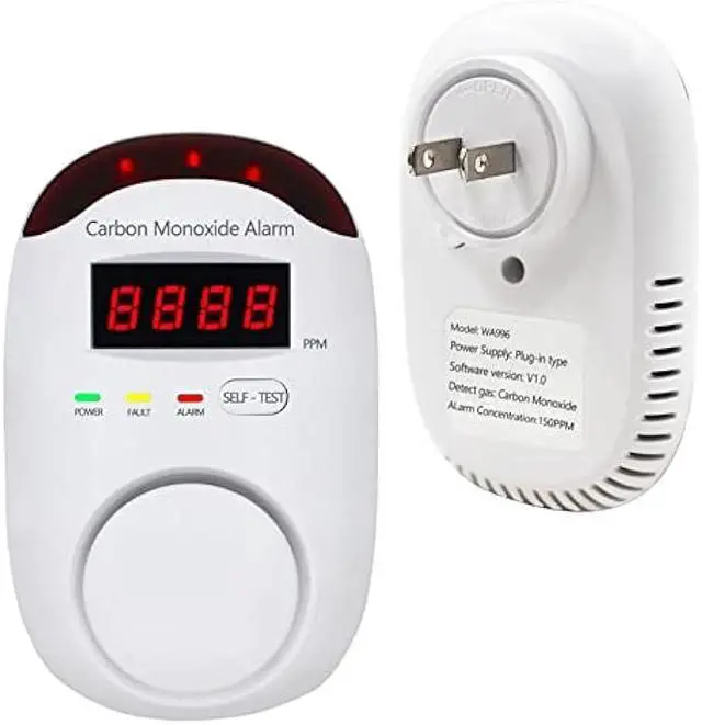 Alt view image 3 of 6 - Carbon Monoxide Detectors, WESHLGD Plug-in CO Detector Alarm Monitor with LED Digital Display and Voice Alert for Home/Kitchen - 3 Pack