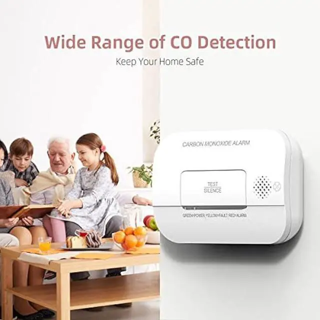 Alt view image 3 of 7 - Carbon Monoxide Detector, 7 Year Sensor Life CO Detector with Battery Warning Indicator and Test Button, 85 dB, for Ceiling and Wall Mounting, White (4 Pack)