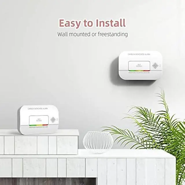 Alt view image 7 of 7 - Carbon Monoxide Detector, 7 Year Sensor Life CO Detector with Battery Warning Indicator and Test Button, 85 dB, for Ceiling and Wall Mounting, White (4 Pack)