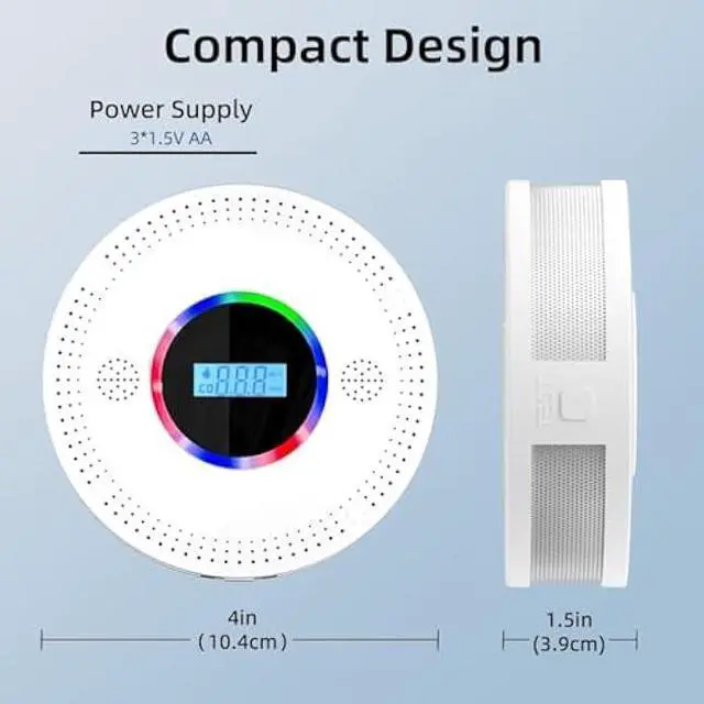 Alt view image 6 of 7 - Smoke and Carbon Monoxide Detector, Combination Smoke Alarm and Carbon Monoxide Detector Battery Powered, CO Detector with Sensitive Sensor, LCD Display and Sound Warning