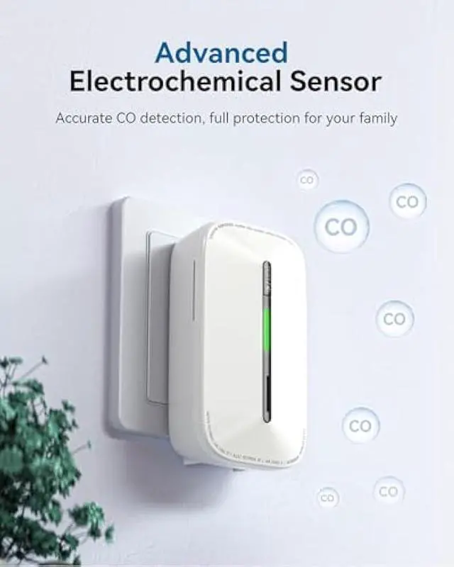 Alt view image 5 of 5 - SITERWELL Plug in Carbon Monoxide Detector 10 Year Battery, CO Alarm Detector with Electrochemical Sensor and Sound Warning, AC Powered Portable Carbon Monoxide Detector for Home Office Travel,4-Pack