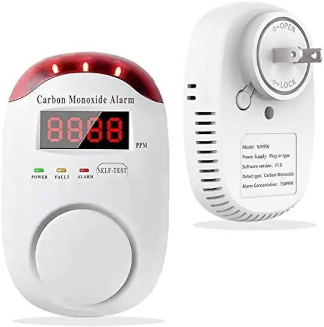 Main image of Carbon Monoxide Detectors Portable Carbon Monoxide Detector for Travel Plug in Wall with LED Digital Display Voice Light Plug and Play