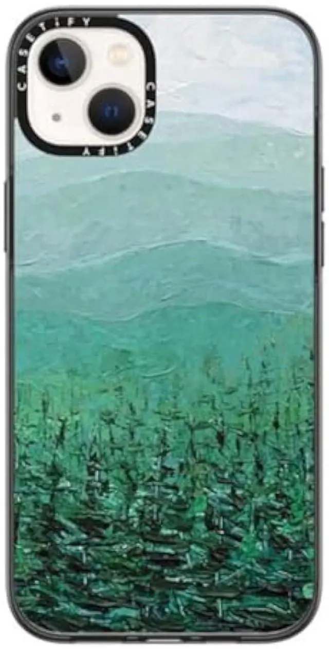 Main image of CASETIFY Compact Case for iPhone 14 Plus [Lightweight / 4 ft. 2X Military Grade Drop Protection/Slim] - Pine Forest - Clear Black