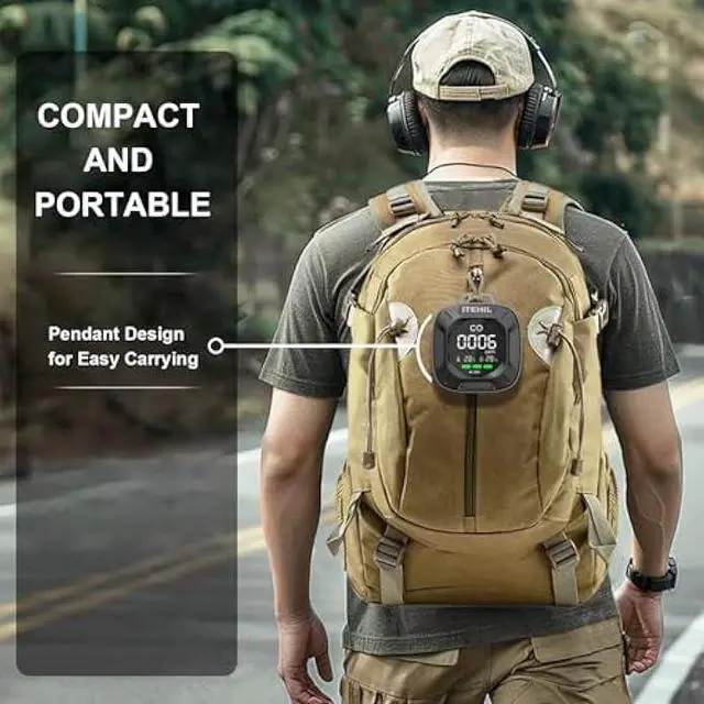 Alt view image 4 of 6 - Portable Carbon Monoxide Detector, Mini 3-in-1 CO Detector for Travel & Camping, Camping Carbon Monoxide Detector for RV Car