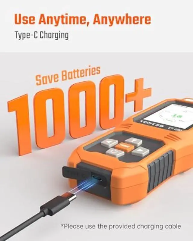 Alt view image 4 of 6 - TOPTES CT-580 Portable Carbon Monoxide Detector, Rechargeable CO Detector with Vibration, Visual & Audible Alarms, 0-1000PPM, TFT Color Display for Home, Camping, Travel, Industrial & Professional Use