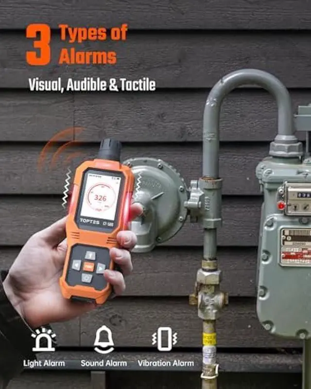 Alt view image 5 of 6 - TOPTES CT-580 Portable Carbon Monoxide Detector, Rechargeable CO Detector with Vibration, Visual & Audible Alarms, 0-1000PPM, TFT Color Display for Home, Camping, Travel, Industrial & Professional Use