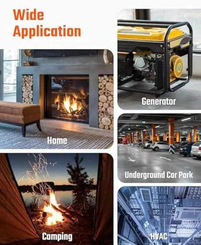 Alt view image 6 of 6 - TOPTES CT-580 Portable Carbon Monoxide Detector, Rechargeable CO Detector with Vibration, Visual & Audible Alarms, 0-1000PPM, TFT Color Display for Home, Camping, Travel, Industrial & Professional Use