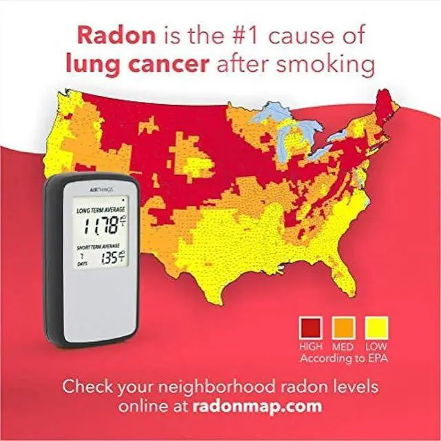 Alt view image 4 of 5 - Airthings Corentium Home Radon Detector 223 Portable, Lightweight, Easy-to-Use, (3) AAA Battery Operated, USA Version, pCi/L