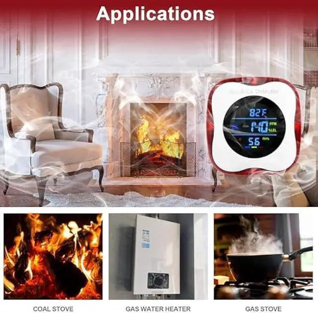 Alt view image 5 of 6 - 2 Packs Plug in Gas & Carbon Monoxide Detectors, 4-in-1 Natural Gas Leak Detector,Carbon Monoxide Alarm,4 Sensor °F&Humidity,CO & Propane Detector for Home,RV