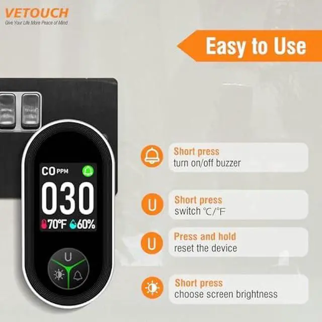 Alt view image 4 of 5 - Carbon Monoxide Detector Plug in, Carbon Monoxide Detector Plug in Wall with Temperature Humidity Sensor Built-in, Alarm Function with Clear LCD Display CO Detector for Home Kitchen RV Travel