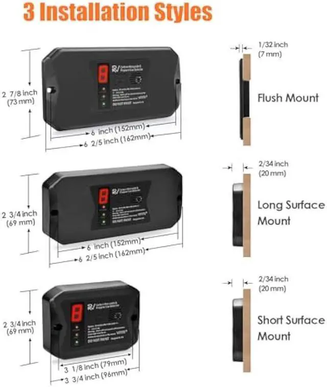 Alt view image 2 of 5 - RV Carbon Monoxide and Propane Detectors, VITITE RV Carbon Monoxide Detector, Hardwired - VDC 12V RV Propane Gas Detector, Flush & Surface Mount, with 3 Brackets